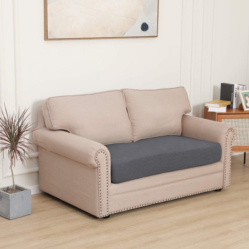 Easy-Going Stretch Loveseat Cushion Cover Sofa Cushion Furniture Protector Sofa Seat Sofa Slipcover Sofa Cover Soft Flexibility with Elastic Bottom(Loveseat Cushion, Grey) - Image 2